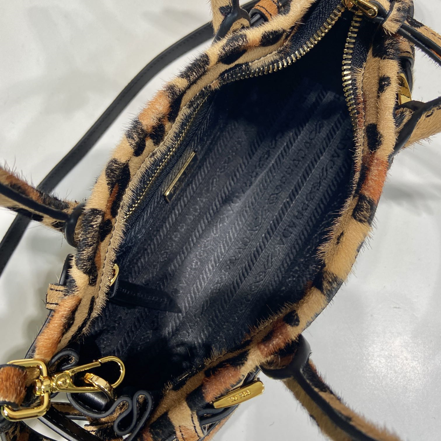 高仿Prada*Bonnie系列1BA486牛皮手提袋豹紋mini純原版本