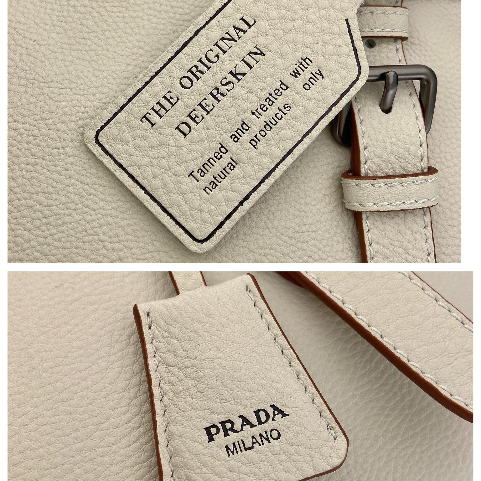 高仿Prada*Borsa系列1BG604鹿皮單肩手提包白色大號純原版本