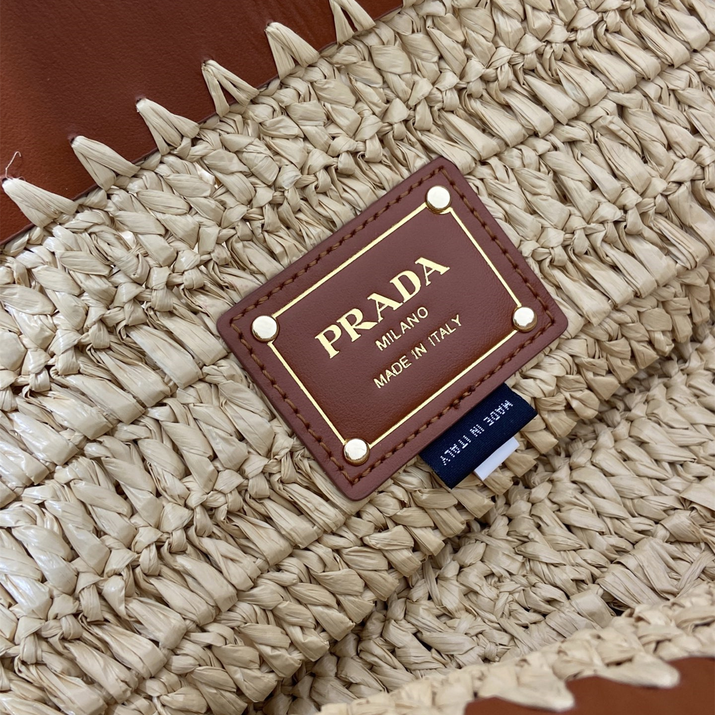 高仿Prada*1BG499手工編織Tote包米黃色中號純原版本