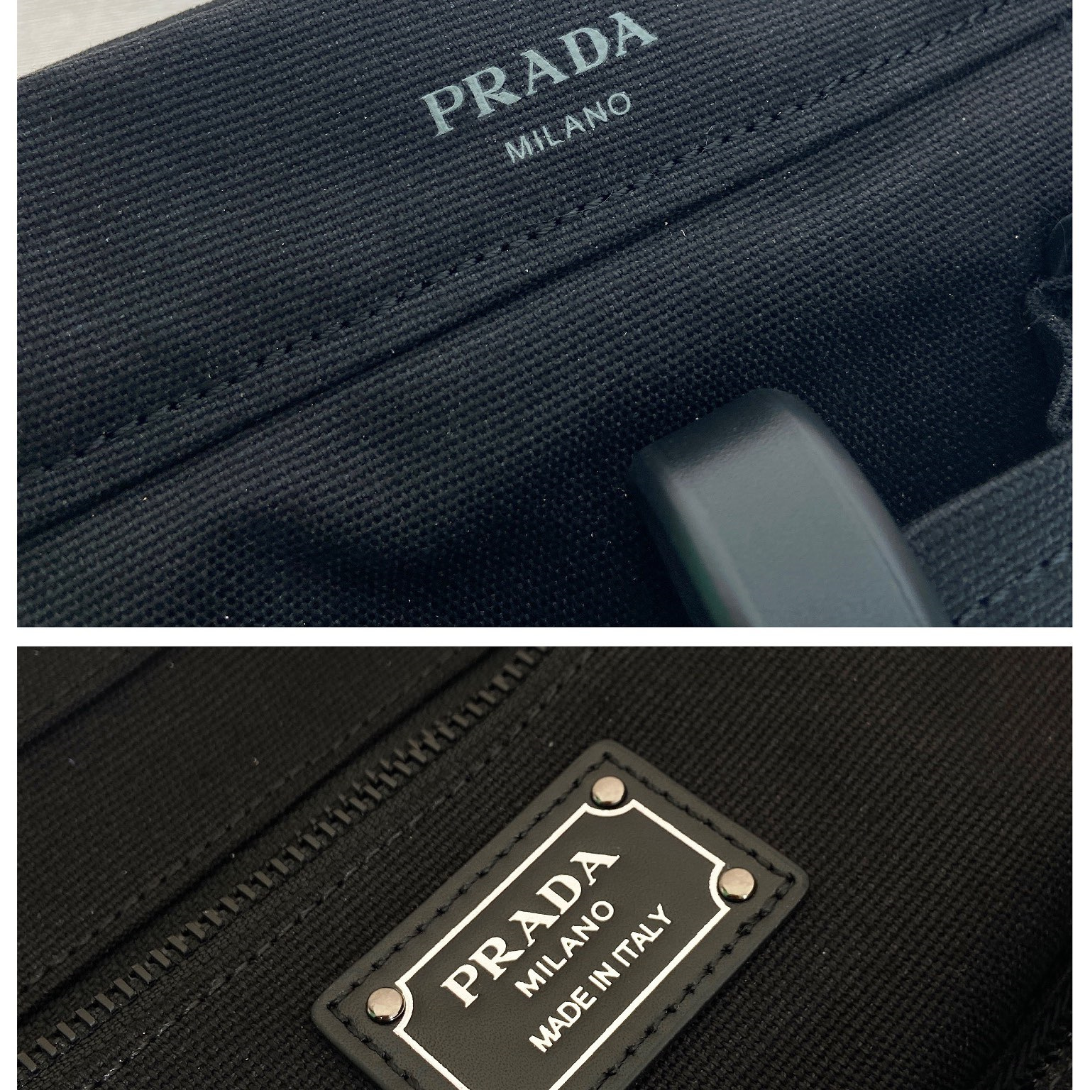 高仿Prada*Route系列1BG644牛皮織物手提袋黑色大號純原版本