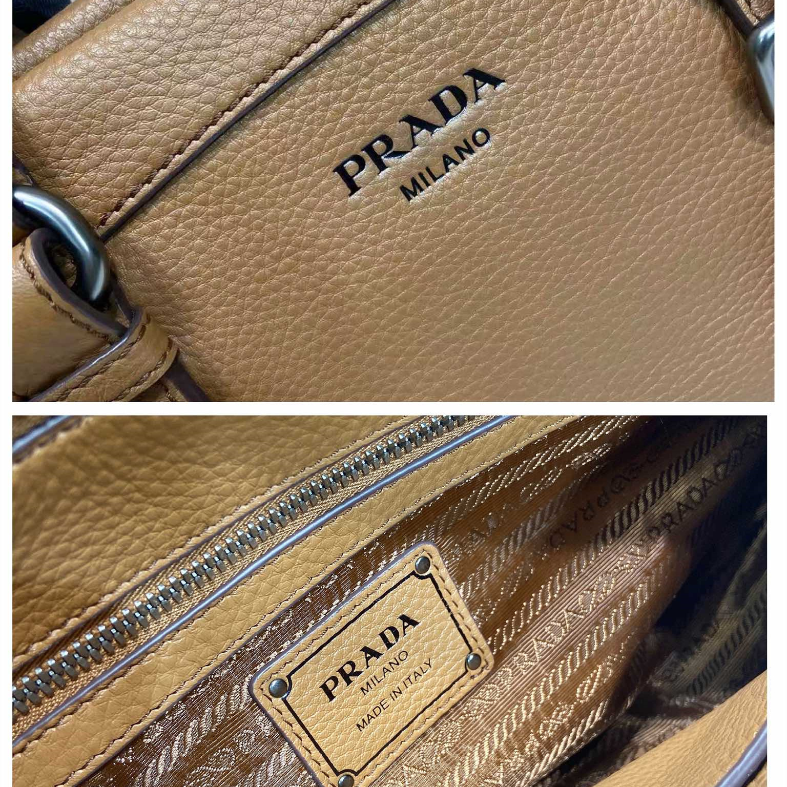 高仿Prada*Borsa系列1BG604鹿皮單肩手提包駝色大號純原版本