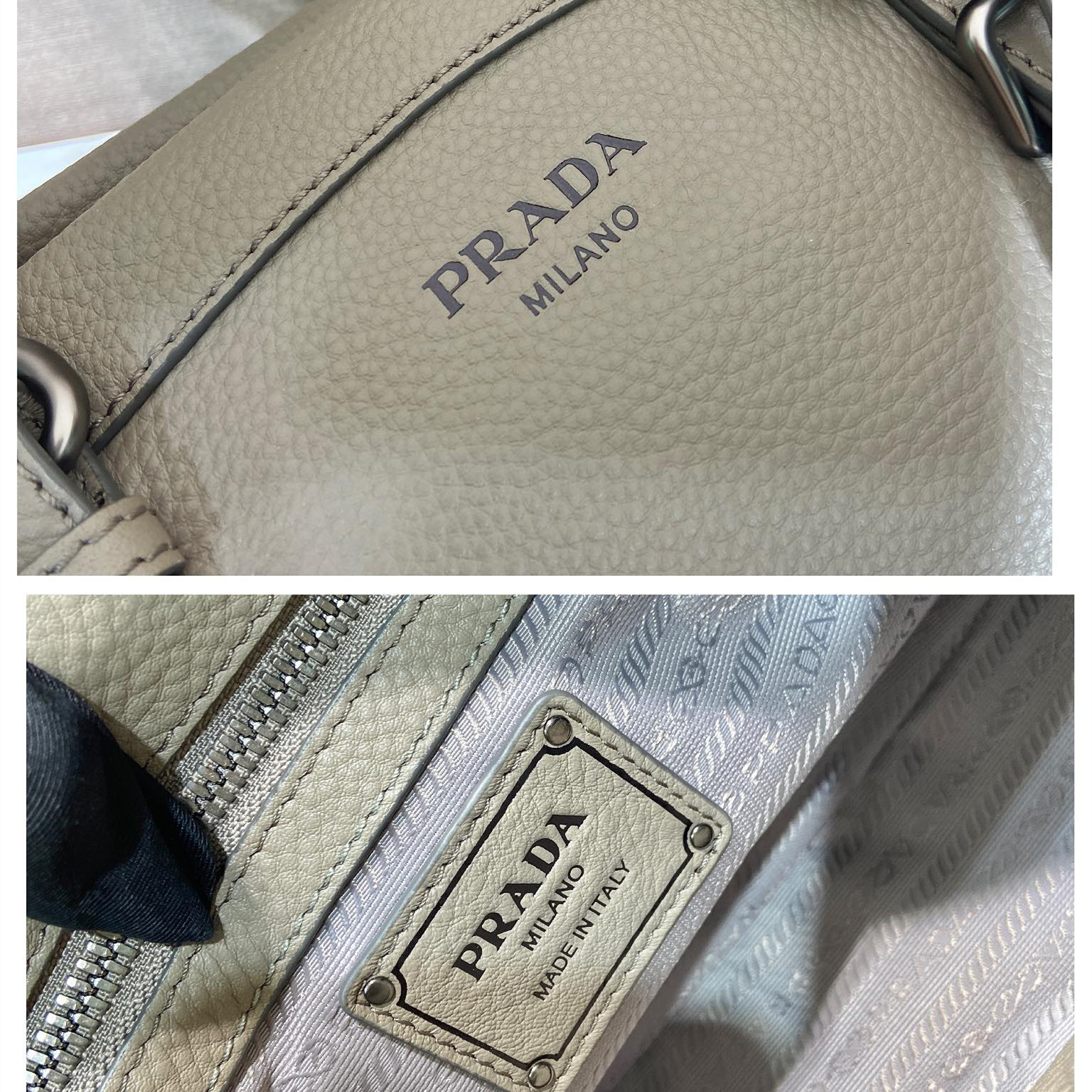 高仿Prada*Borsa系列1BG604鹿皮單肩手提包灰色大號純原版本