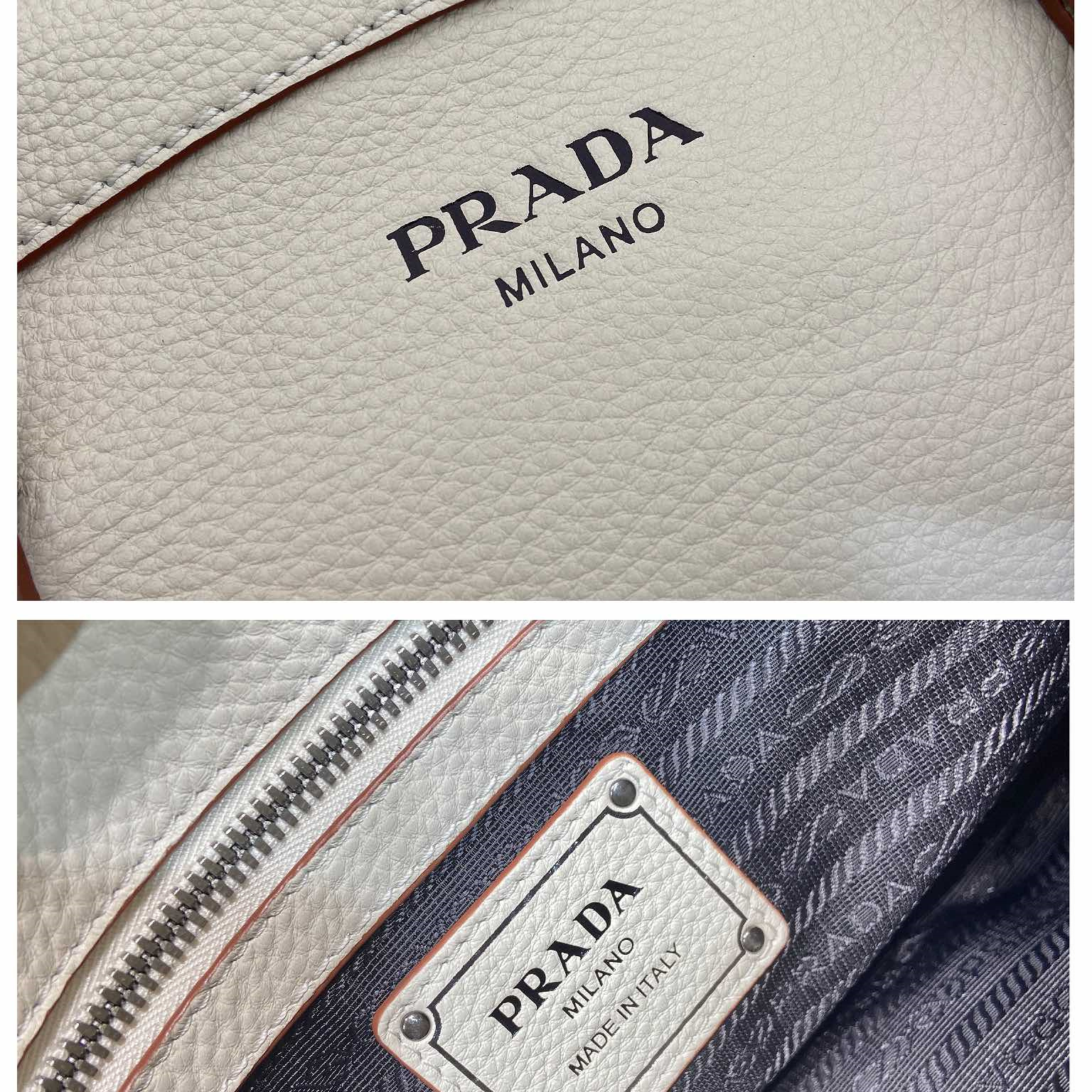 高仿Prada*Borsa系列1BG604鹿皮單肩手提包白色大號純原版本
