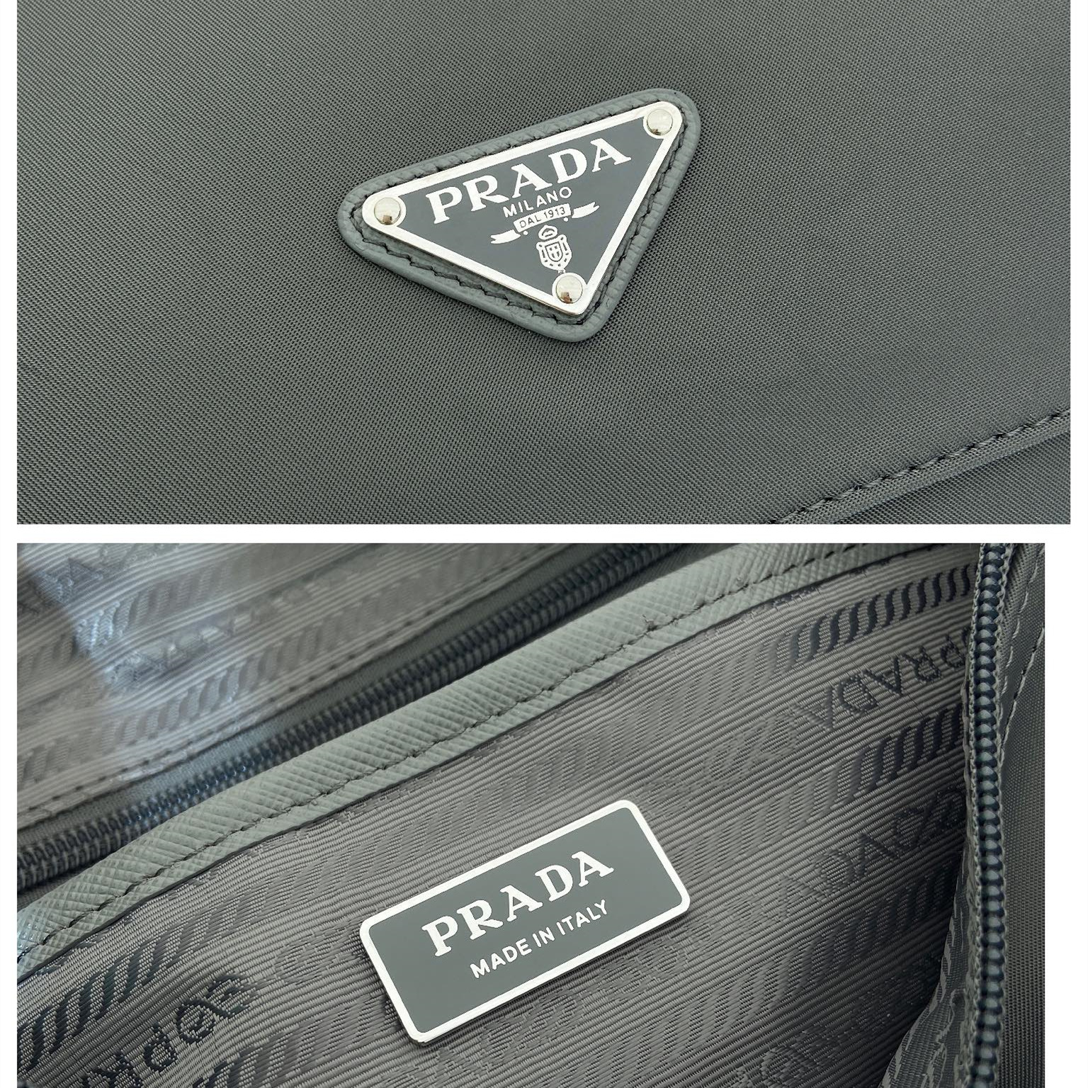 高仿Prada*Re-Nylon系列1BD953尼龍郵差包水銀灰純原版本