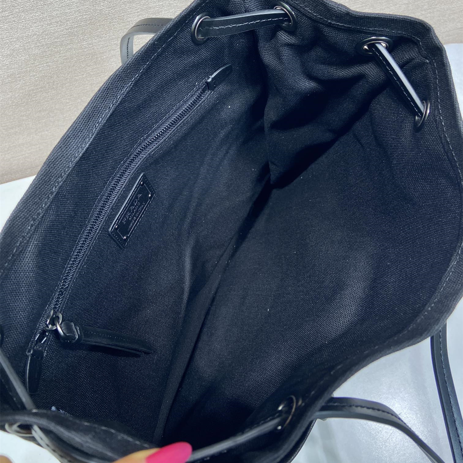 高仿Prada*Root系列1BC293棉質Tote包黑色大號純原版本