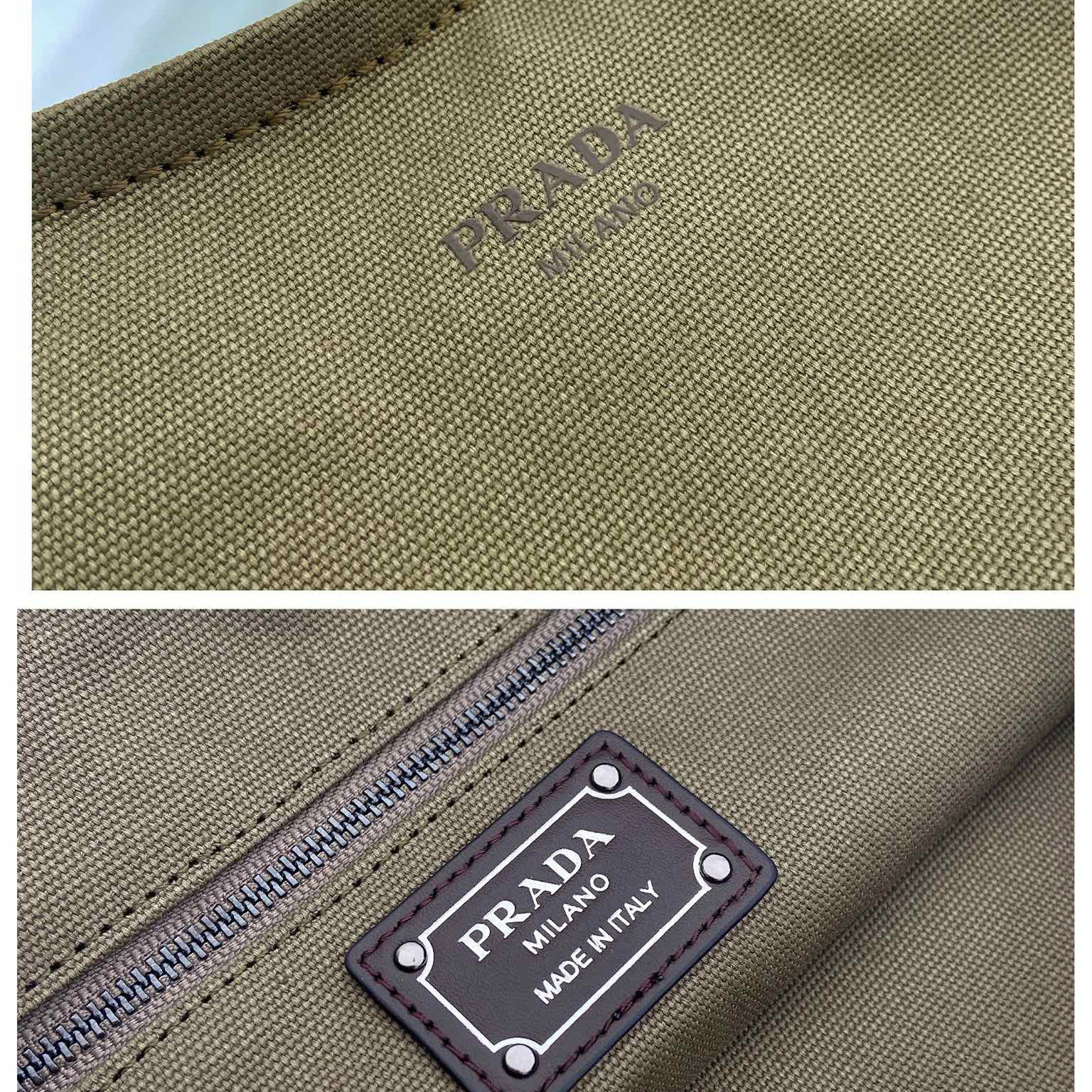 高仿Prada*Root系列1BC293棉質Tote包森林綠純原版本