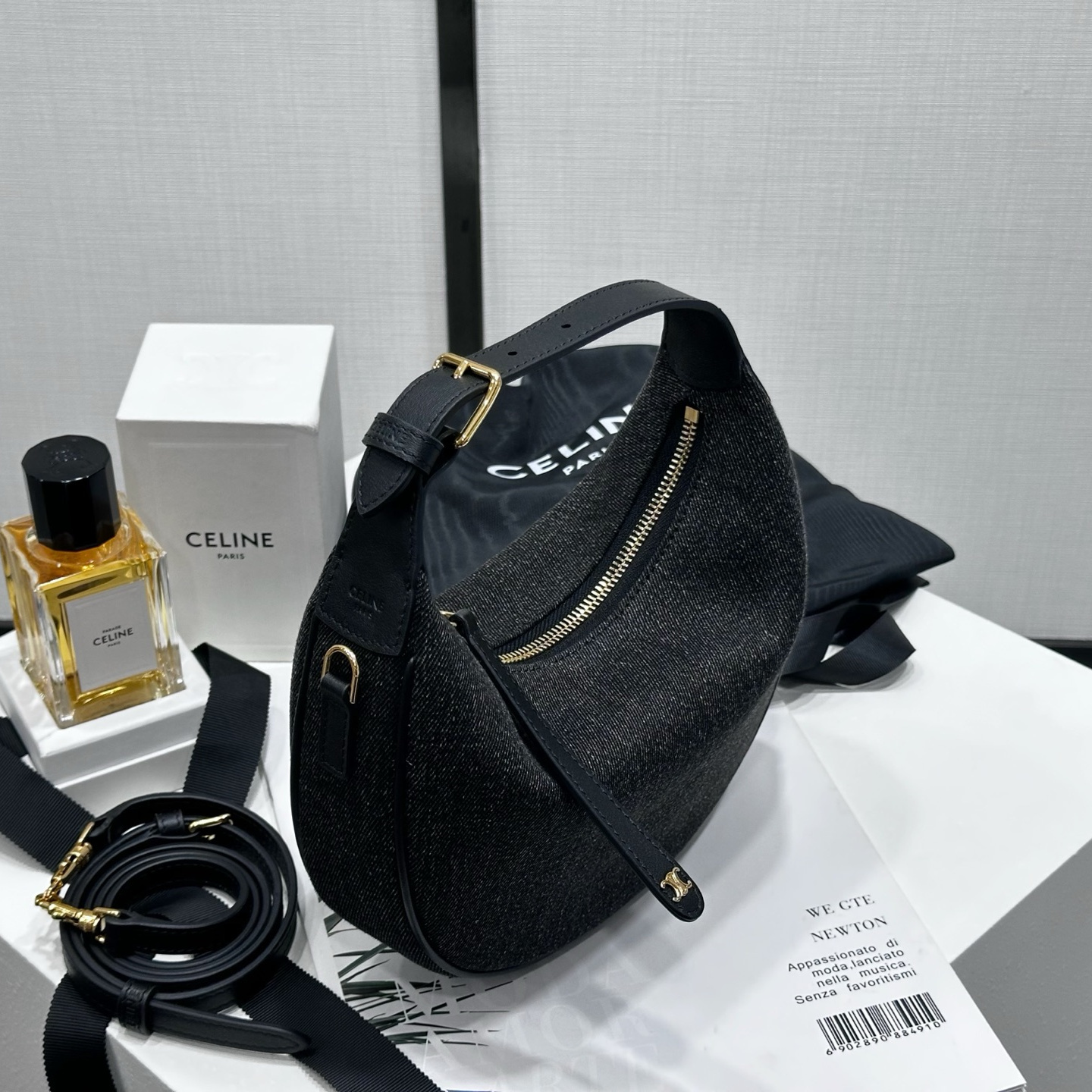 高仿Celine*Lulu系列120722牛仔布單肩手提包深灰色純原版本