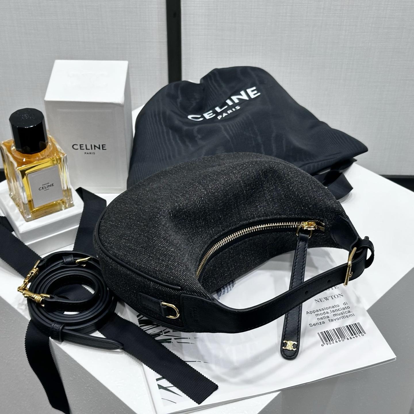 高仿Celine*Lulu系列120722牛仔布單肩手提包深灰色純原版本