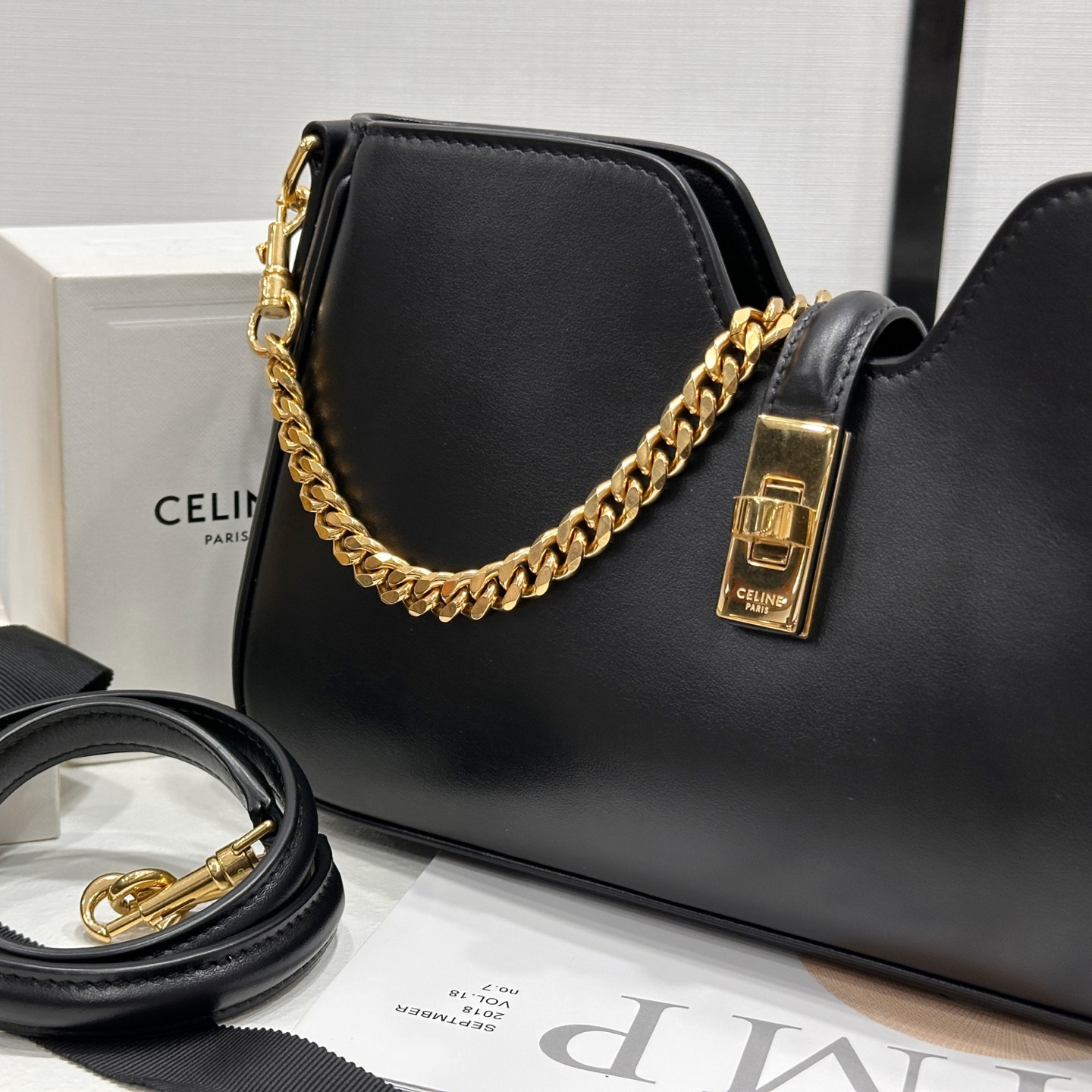 高仿Celine*16Soft系列122073小牛皮單肩包黑色純原版本