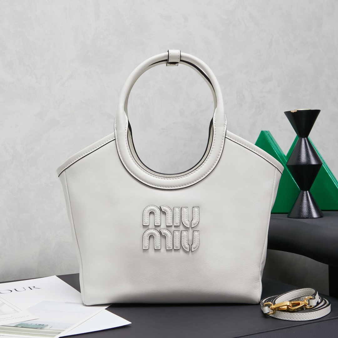 高仿miumiu*Lvy系列5BA284牛皮Tote包白色純原版本