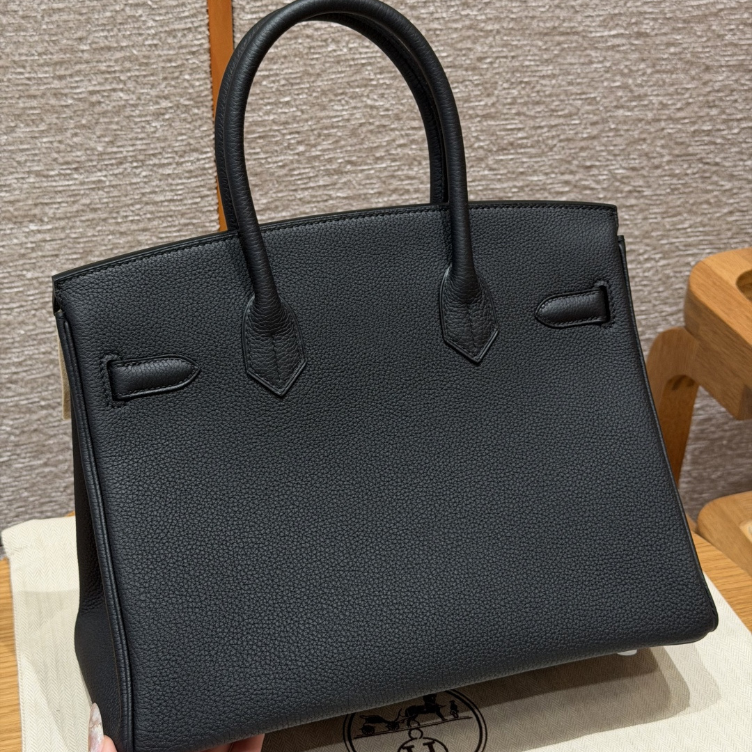 高仿Hermes*Birkin30系列H044897BO89黑色牛皮銀扣純手工