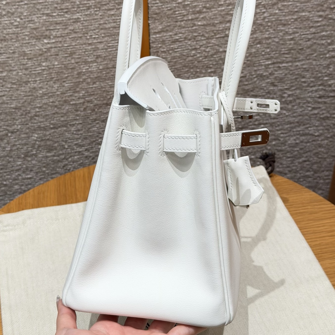 高仿Hermes*Birkin25系列H041344SW01純白色牛皮銀扣純手工