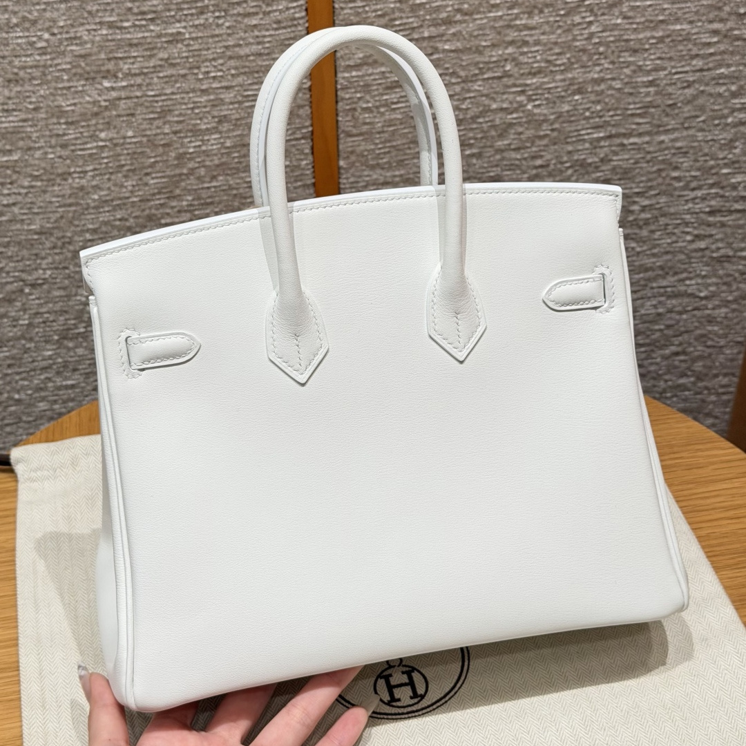 高仿Hermes*Birkin25系列H041344SW01純白色牛皮銀扣純手工