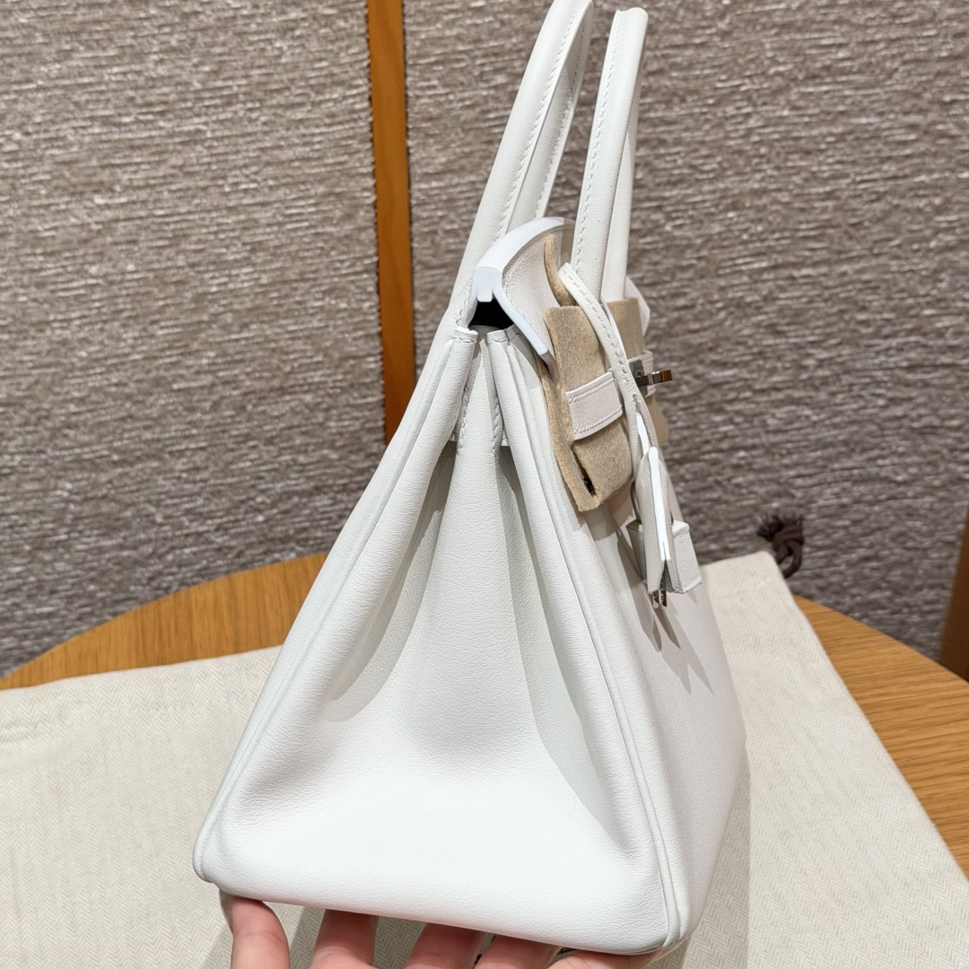 高仿Hermes*Birkin25系列H041344SW01純白色牛皮銀扣純手工