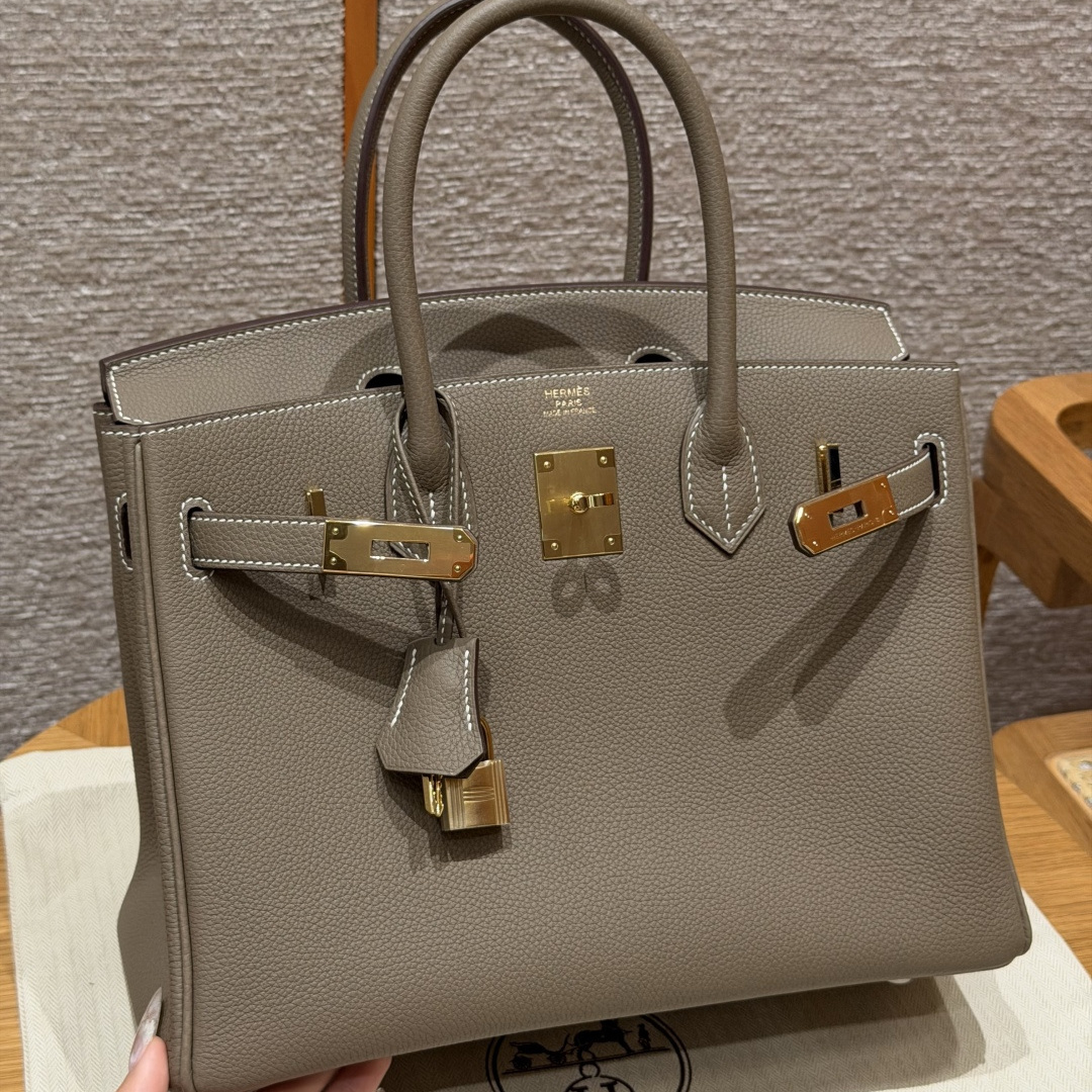 高仿Hermes*Birkin30系列H044897BO18大象灰牛皮金扣純手工