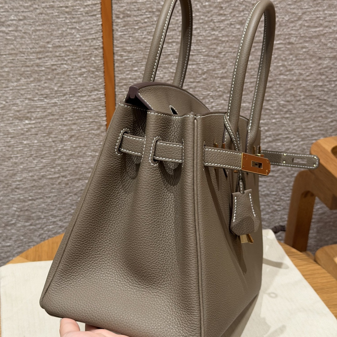 高仿Hermes*Birkin30系列H044897BO18大象灰牛皮金扣純手工