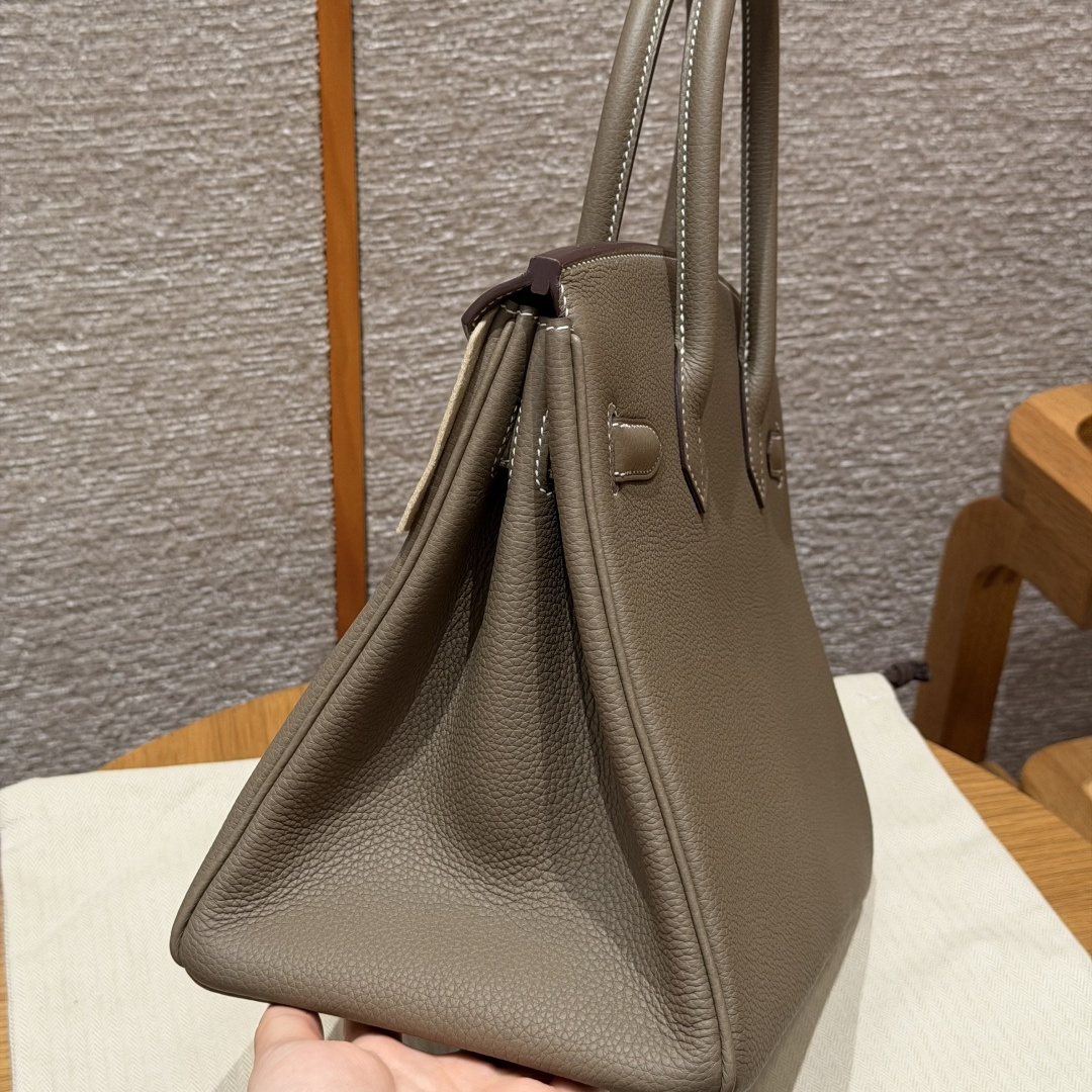 高仿Hermes*Birkin30系列H044897BO18大象灰牛皮金扣純手工