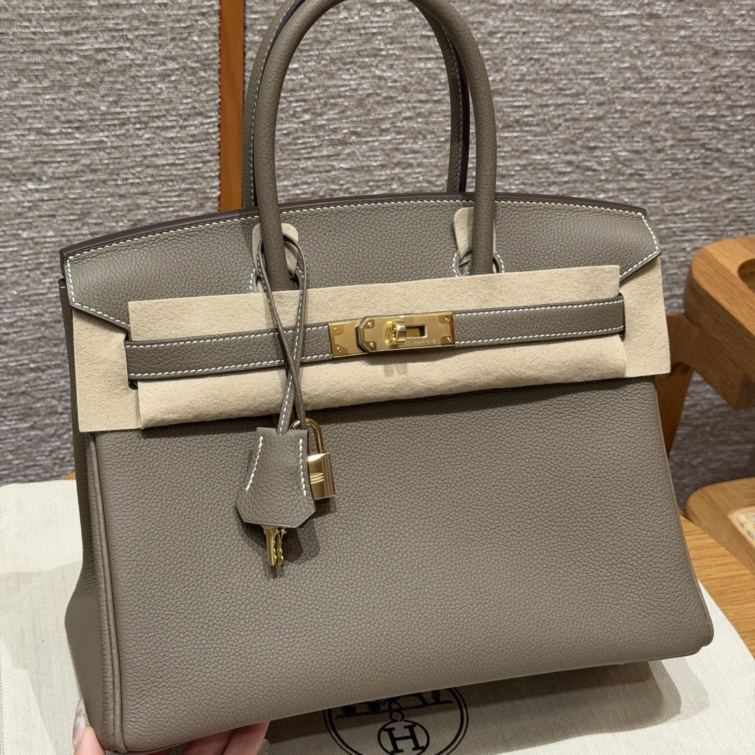 高仿Hermes*Birkin30系列H044897BO18大象灰牛皮金扣純手工