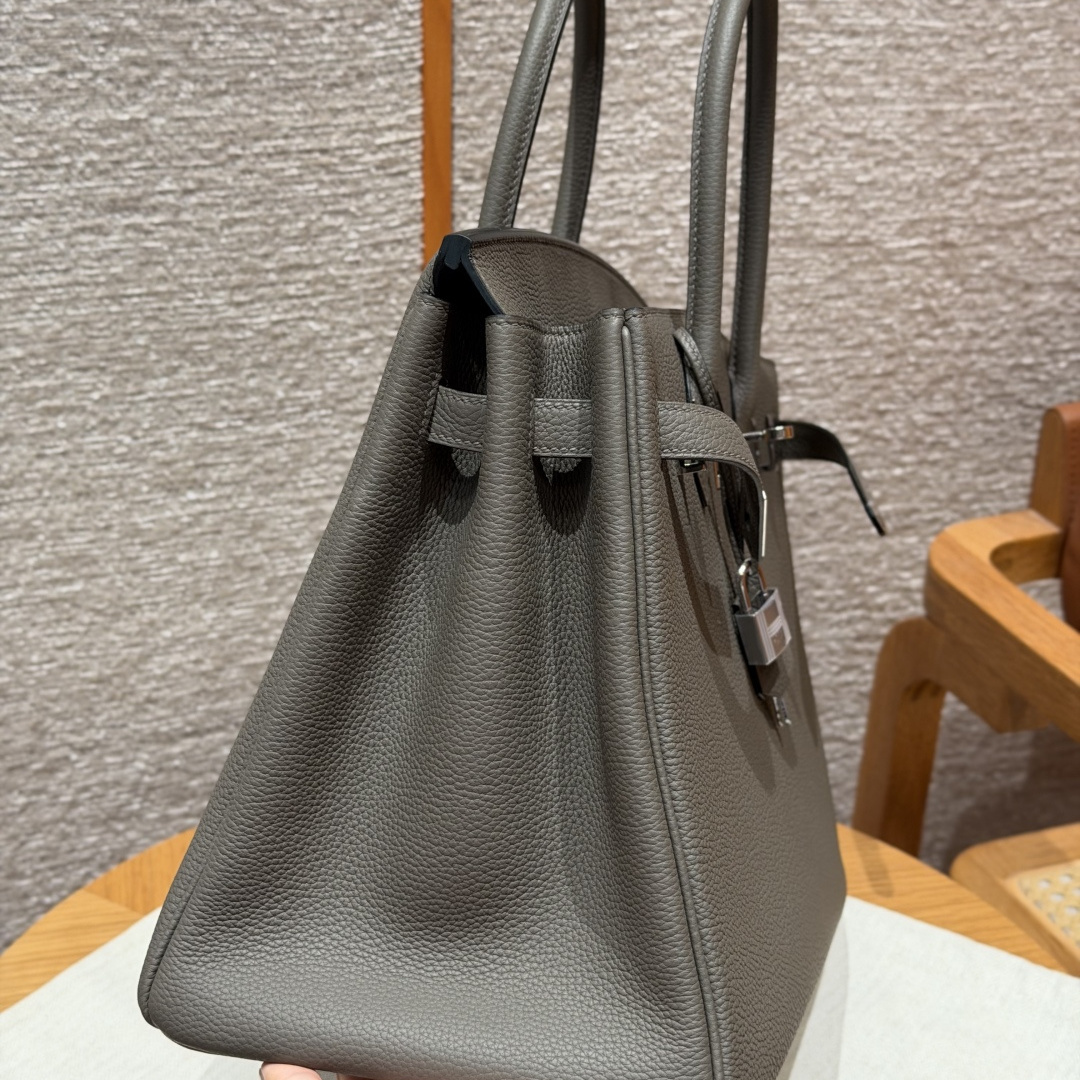 高仿Hermes*Birkin35系列H041346BO8F錫器灰牛皮銀扣純手工