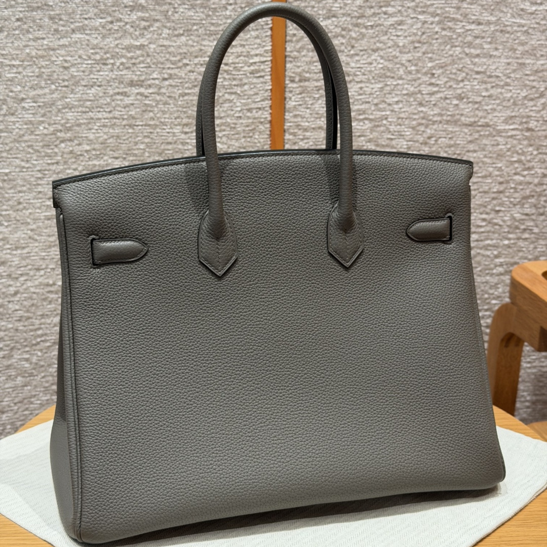 高仿Hermes*Birkin35系列H041346BO8F錫器灰牛皮銀扣純手工