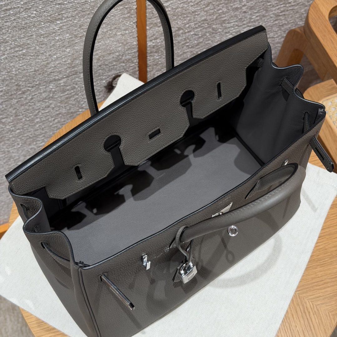 高仿Hermes*Birkin35系列H041346BO8F錫器灰牛皮銀扣純手工