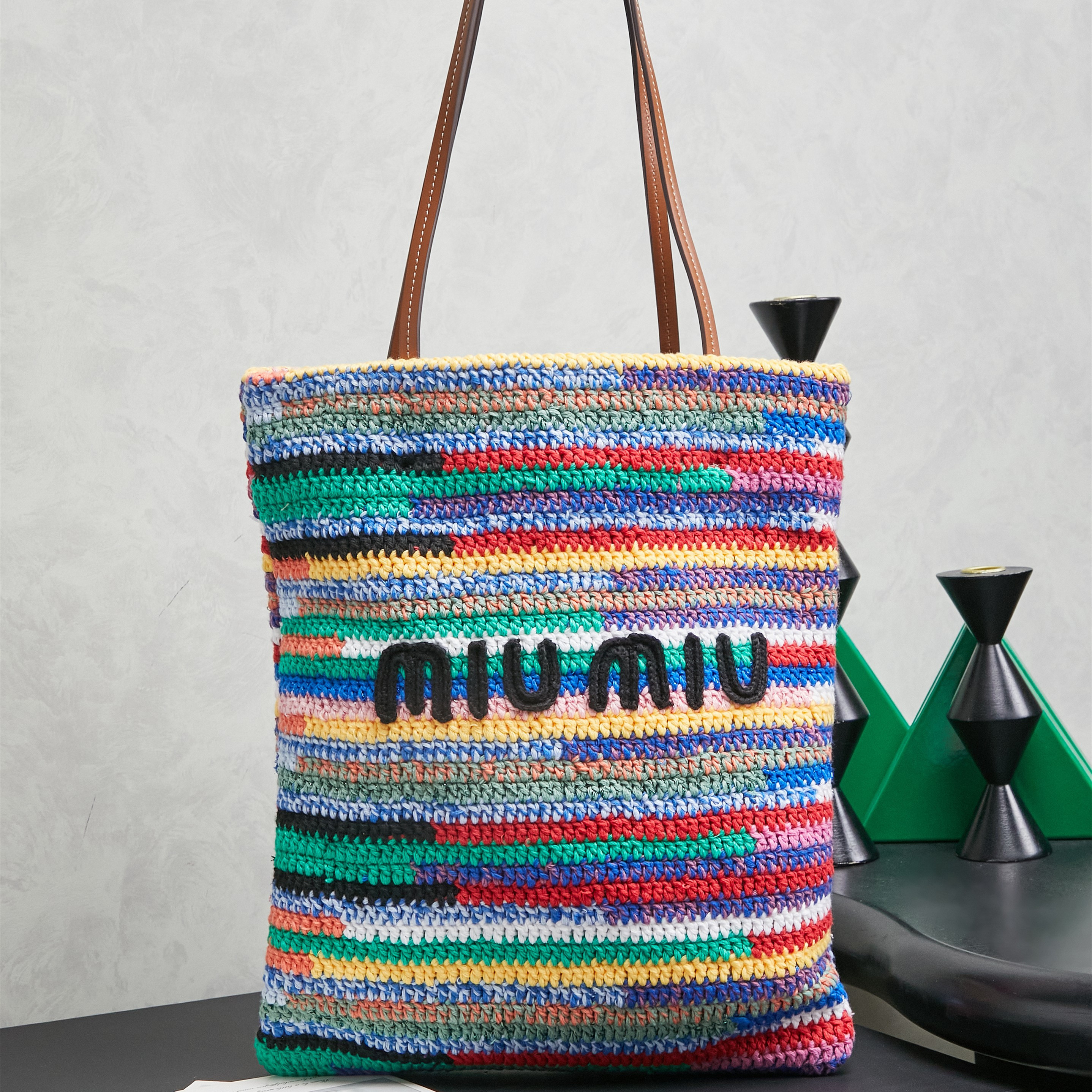 高仿miumiu*Borsa系列5BG248針織刺繡單肩袋彩虹色純原版本