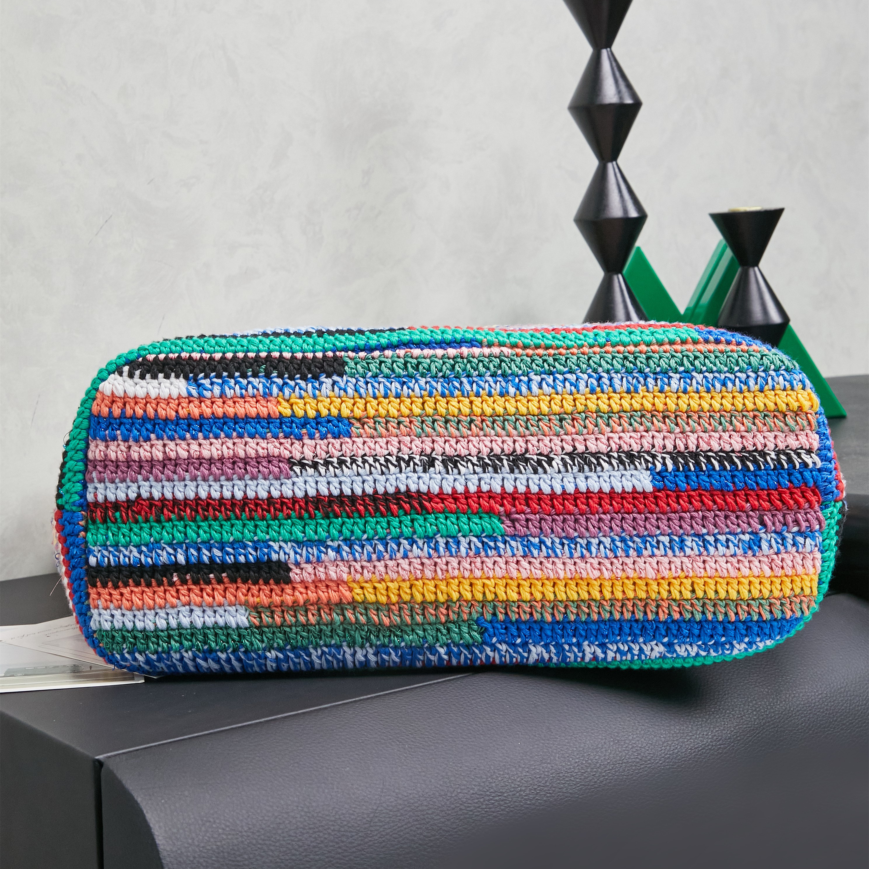 高仿miumiu*Borsa系列5BG228針織刺繡購物袋彩虹色純原版本