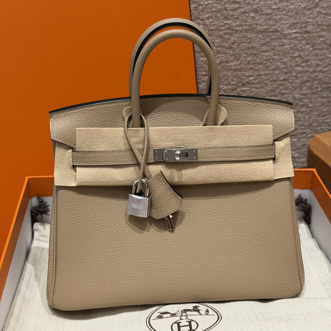高仿Hermes*Birkin25系列H041344BOS2風衣灰牛皮銀扣純手工