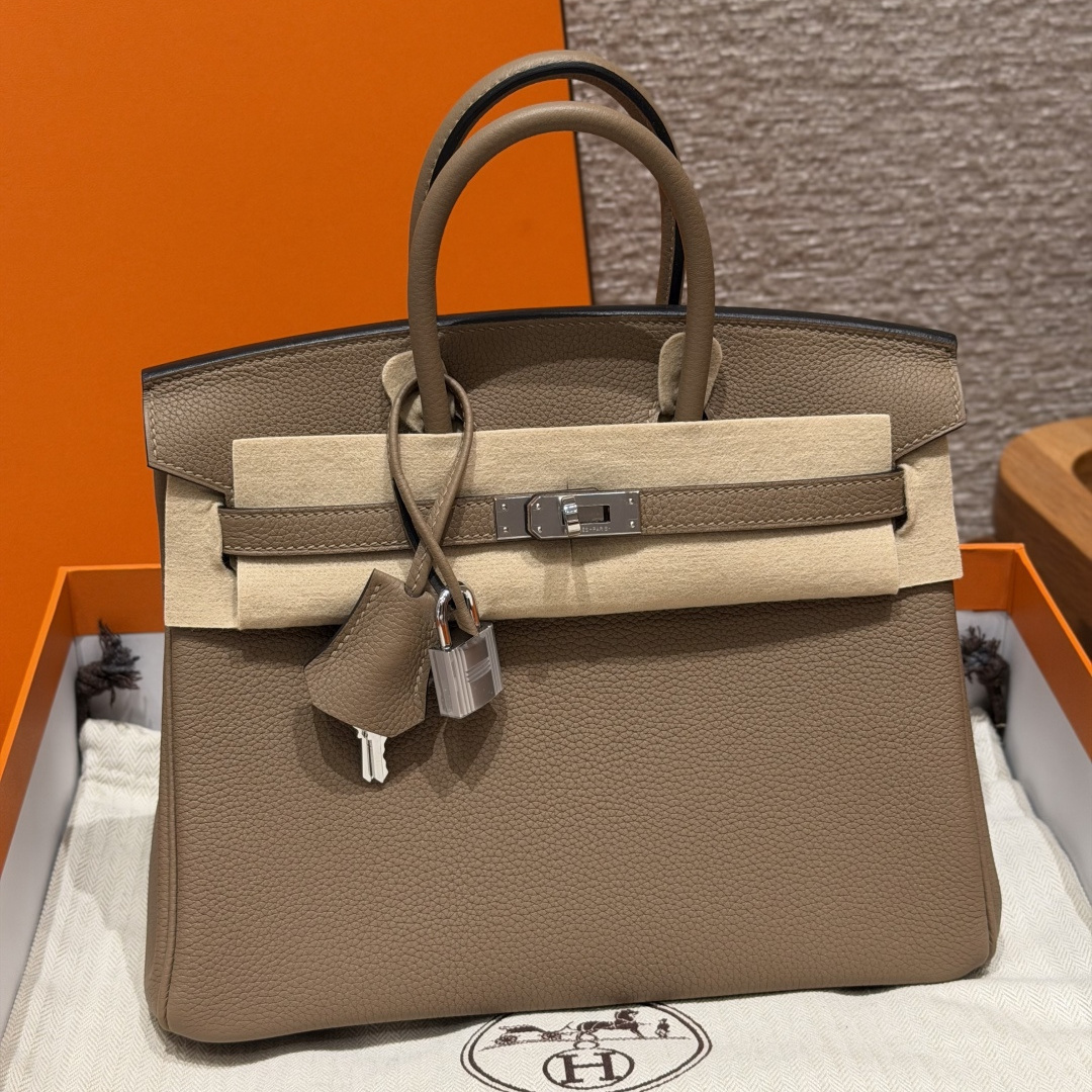 高仿Hermes*Birkin25系列H041344BODO威馬犬米色牛皮銀扣純手工