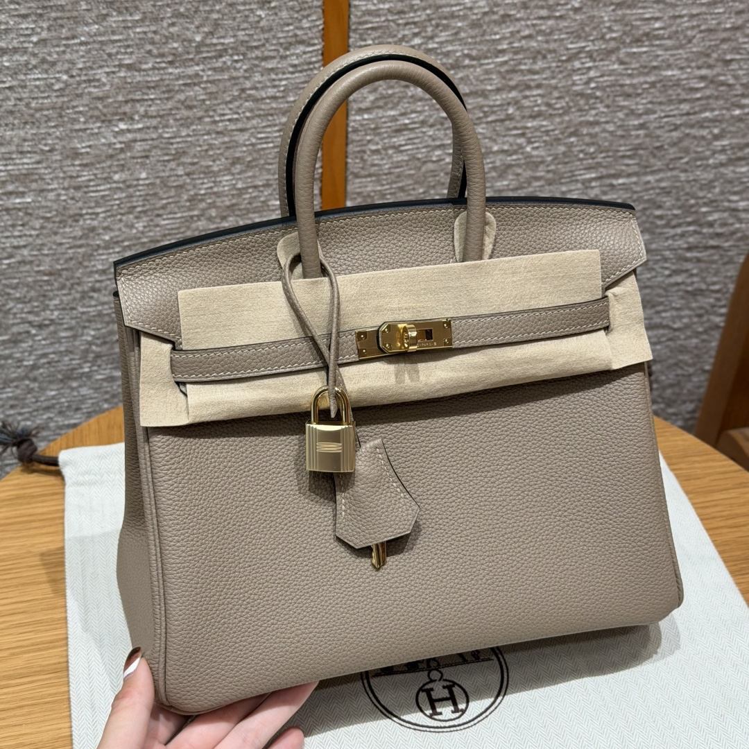高仿Hermes*Birkin25系列H041344BO81斑鳩灰牛皮金扣純手工