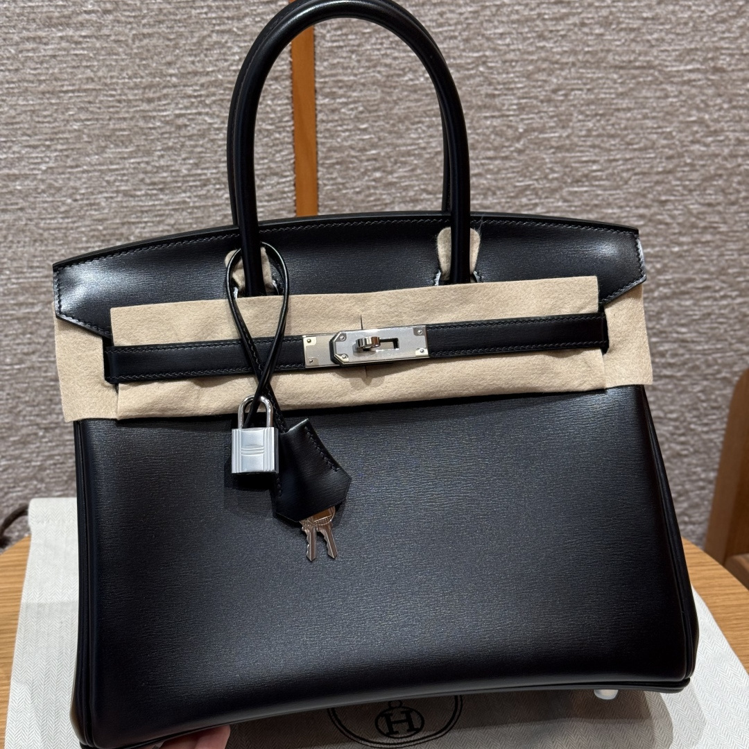 高仿Hermes*Birkin30系列H044897BX89黑色牛皮銀扣純手工