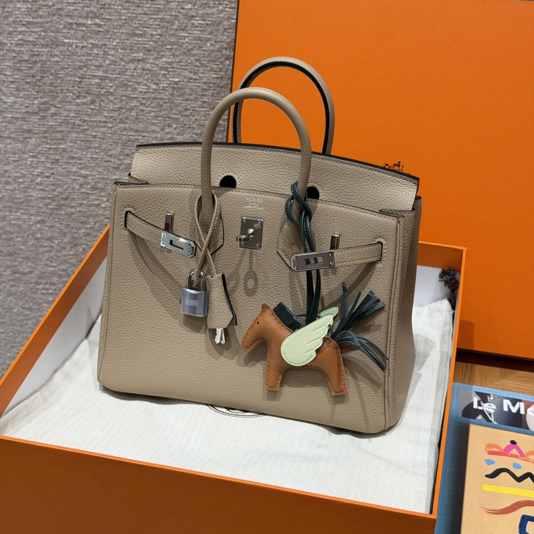 高仿Hermes*Birkin25系列H041344BOS2風衣灰牛皮銀扣純手工