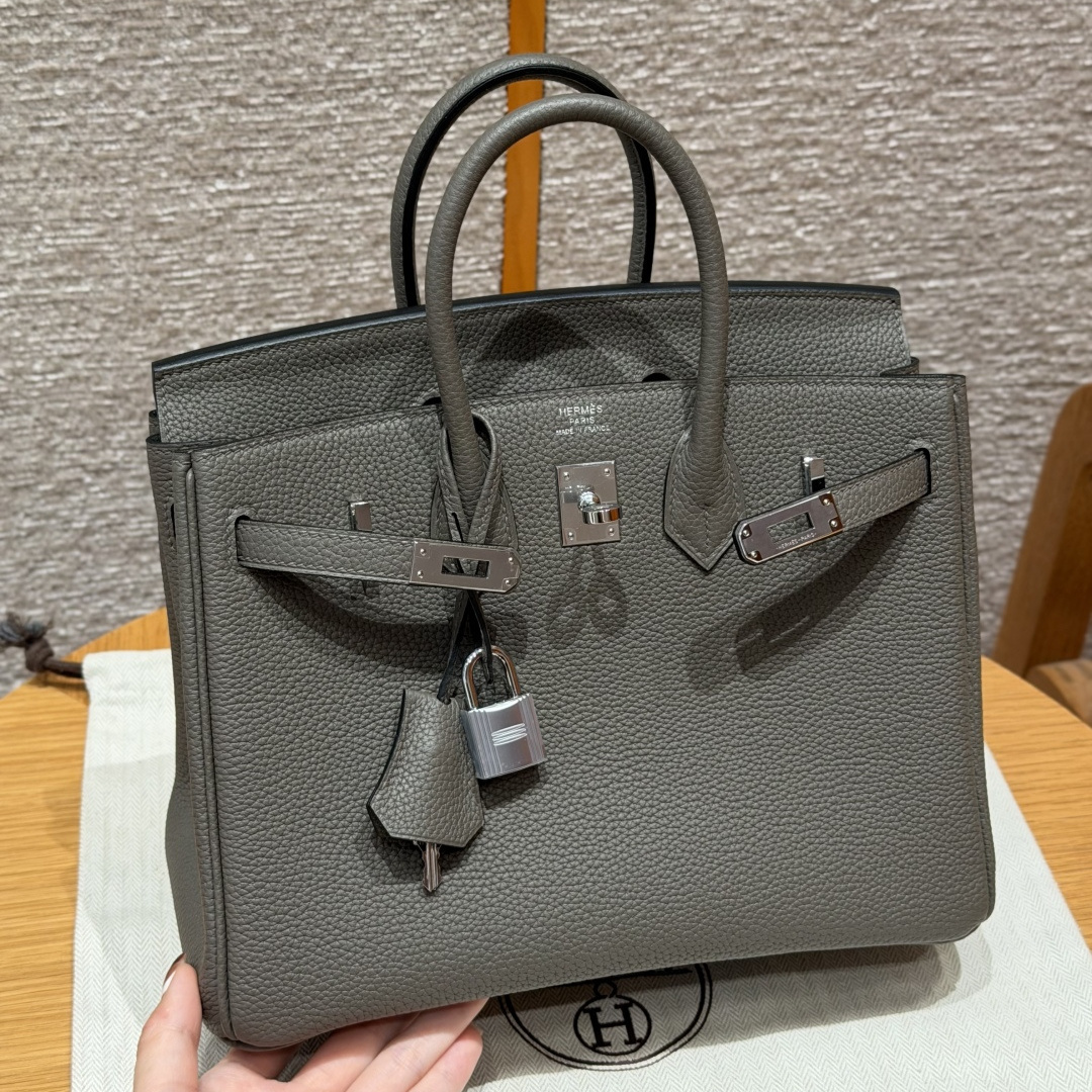 高仿Hermes*Birkin25系列H041344BO8F錫器灰牛皮銀扣純手工