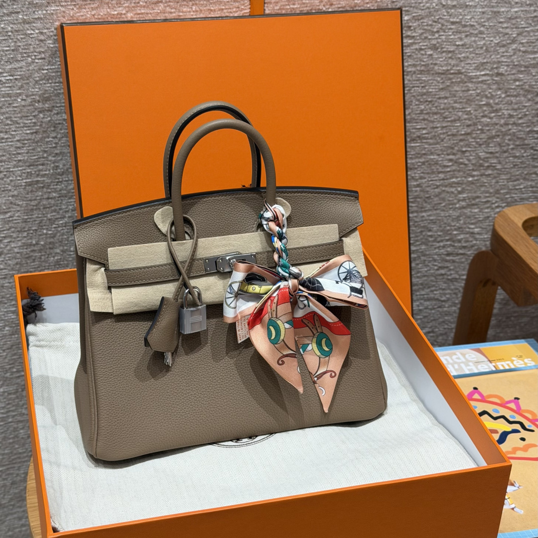 高仿Hermes*Birkin25系列H041344BODO威馬犬米色牛皮銀扣純手工