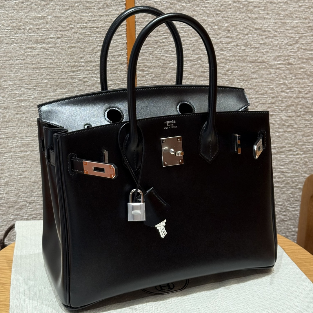 高仿Hermes*Birkin30系列H044897BX89黑色牛皮銀扣純手工