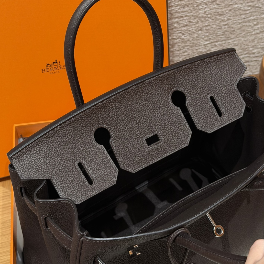 高仿Hermes*Birkin30系列H044897BO47巧克力色牛皮銀扣純手工