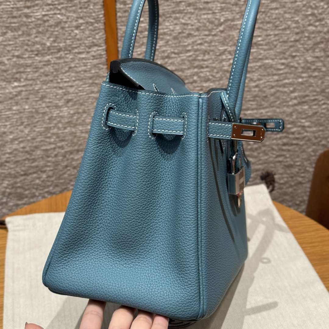 高仿Hermes*Birkin25系列H041344BO75牛仔藍牛皮銀扣純手工