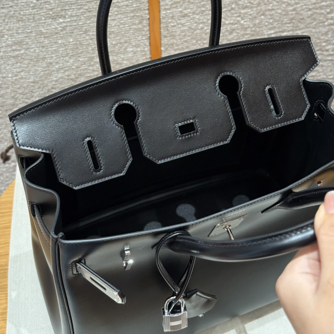 高仿Hermes*Birkin30系列H044897BX89黑色牛皮銀扣純手工