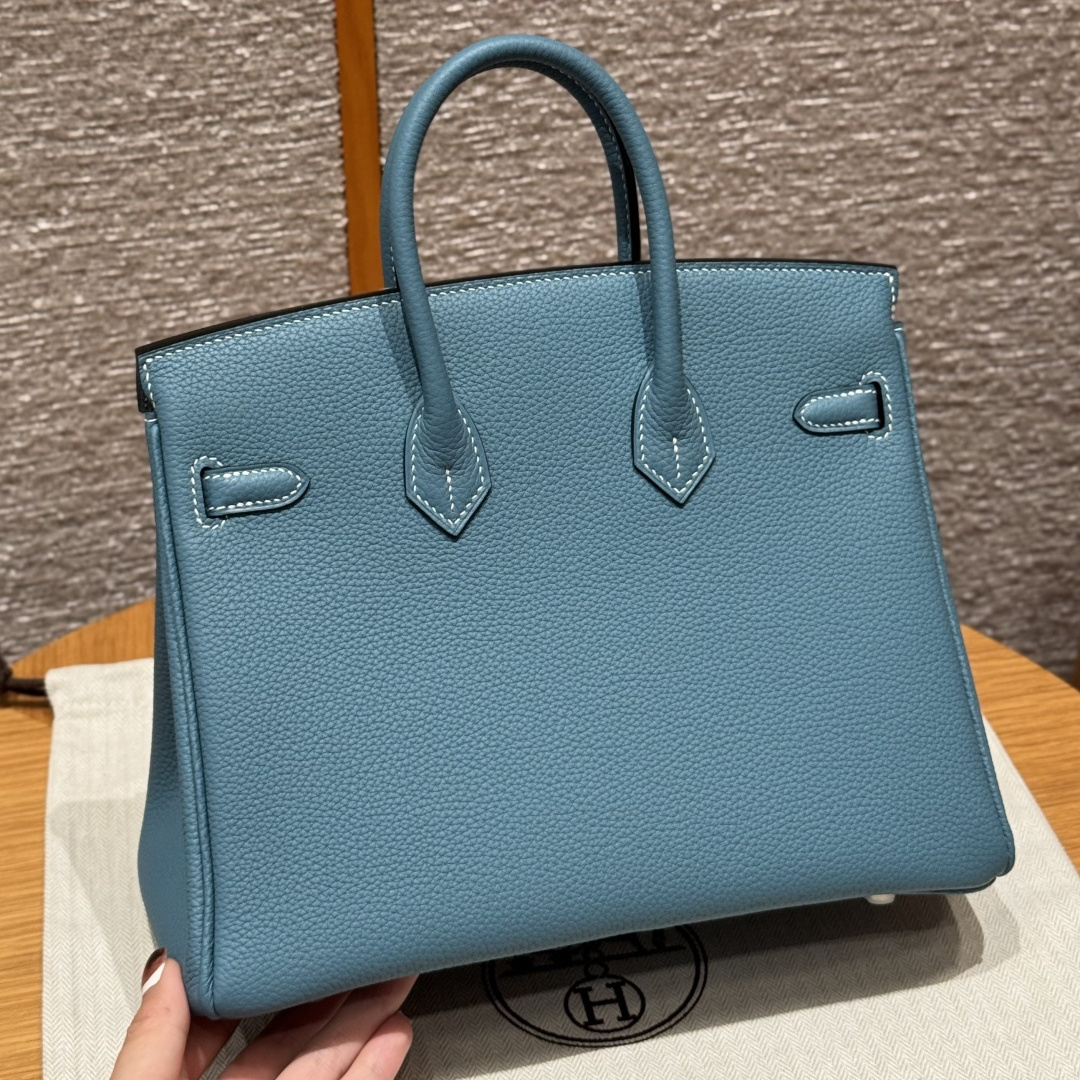 高仿Hermes*Birkin25系列H041344BO75牛仔藍牛皮銀扣純手工
