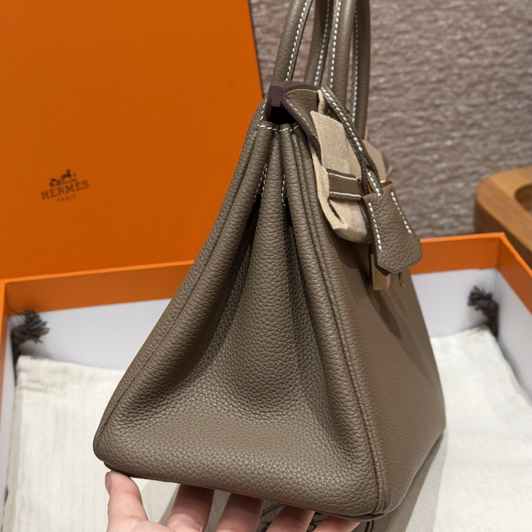 高仿Hermes*Birkin25系列H041344BO18大象灰牛皮金扣純手工