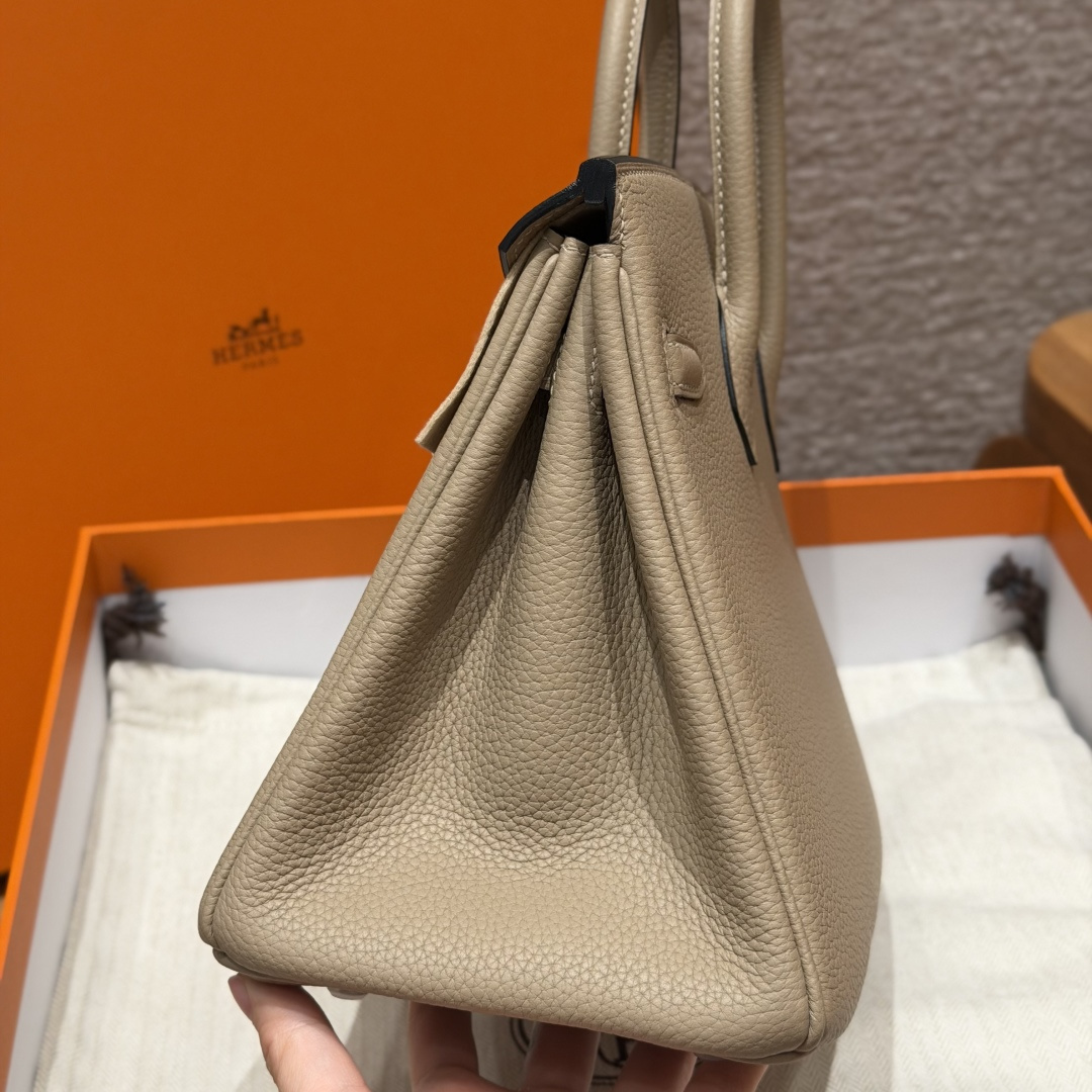 高仿Hermes*Birkin25系列H041344BOS2風衣灰牛皮銀扣純手工