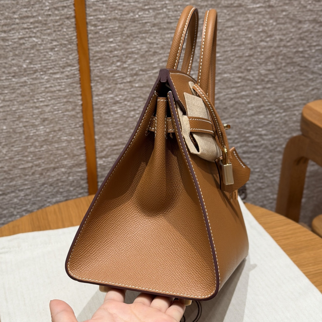 高仿Hermes*Birkin25系列H073178EP37金棕色牛皮金扣純手工