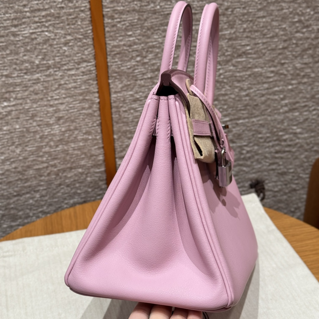 高仿Hermes*Birkin25系列H041344SWX9金葵紫牛皮銀扣純手工