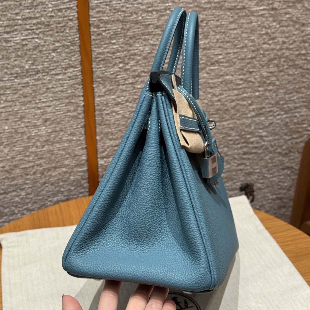 高仿Hermes*Birkin25系列H041344BO75牛仔藍牛皮銀扣純手工