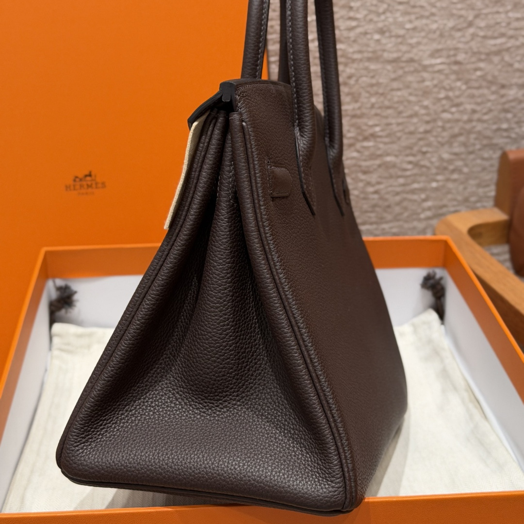 高仿Hermes*Birkin30系列H044897BO47巧克力色牛皮銀扣純手工