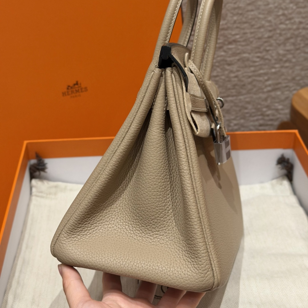 高仿Hermes*Birkin25系列H041344BOS2風衣灰牛皮銀扣純手工