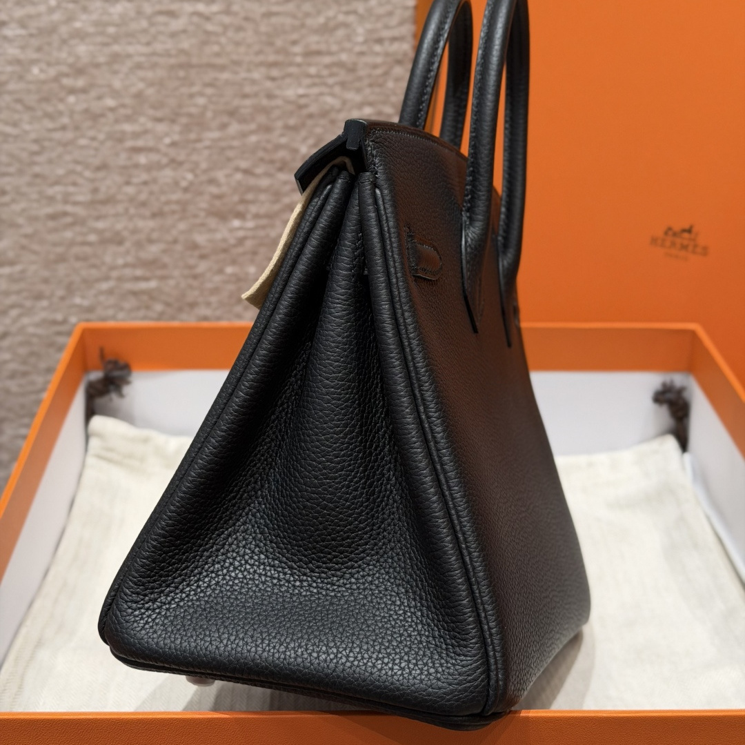 高仿Hermes*Birkin25系列H041344BO89黑色牛皮銀扣純手工