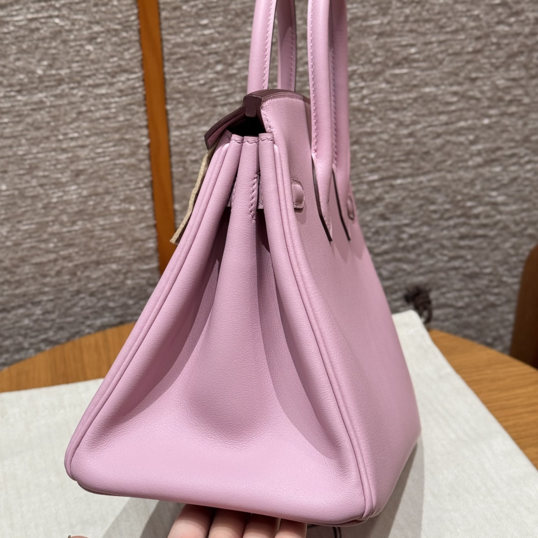 高仿Hermes*Birkin25系列H041344SWX9金葵紫牛皮銀扣純手工