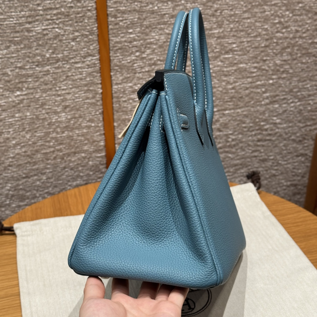 高仿Hermes*Birkin25系列H041344BO75牛仔藍牛皮銀扣純手工