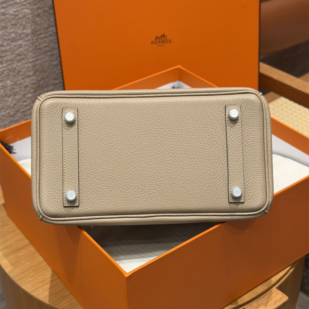 高仿Hermes*Birkin25系列H041344BOS2風衣灰牛皮銀扣純手工